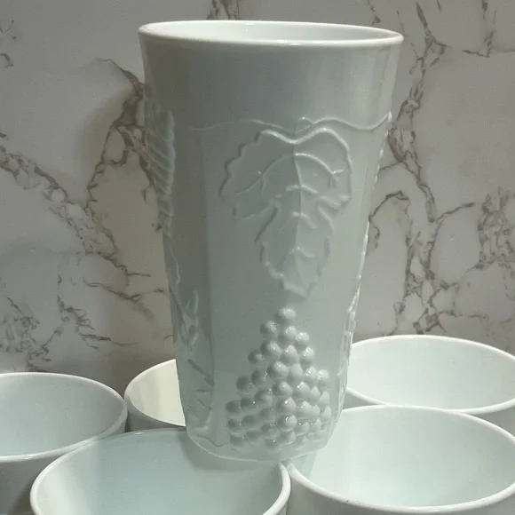 Indiana Glass Colony Harvest Milk Glass Tumbler white set of 6 vintage - Picture 2 of 11